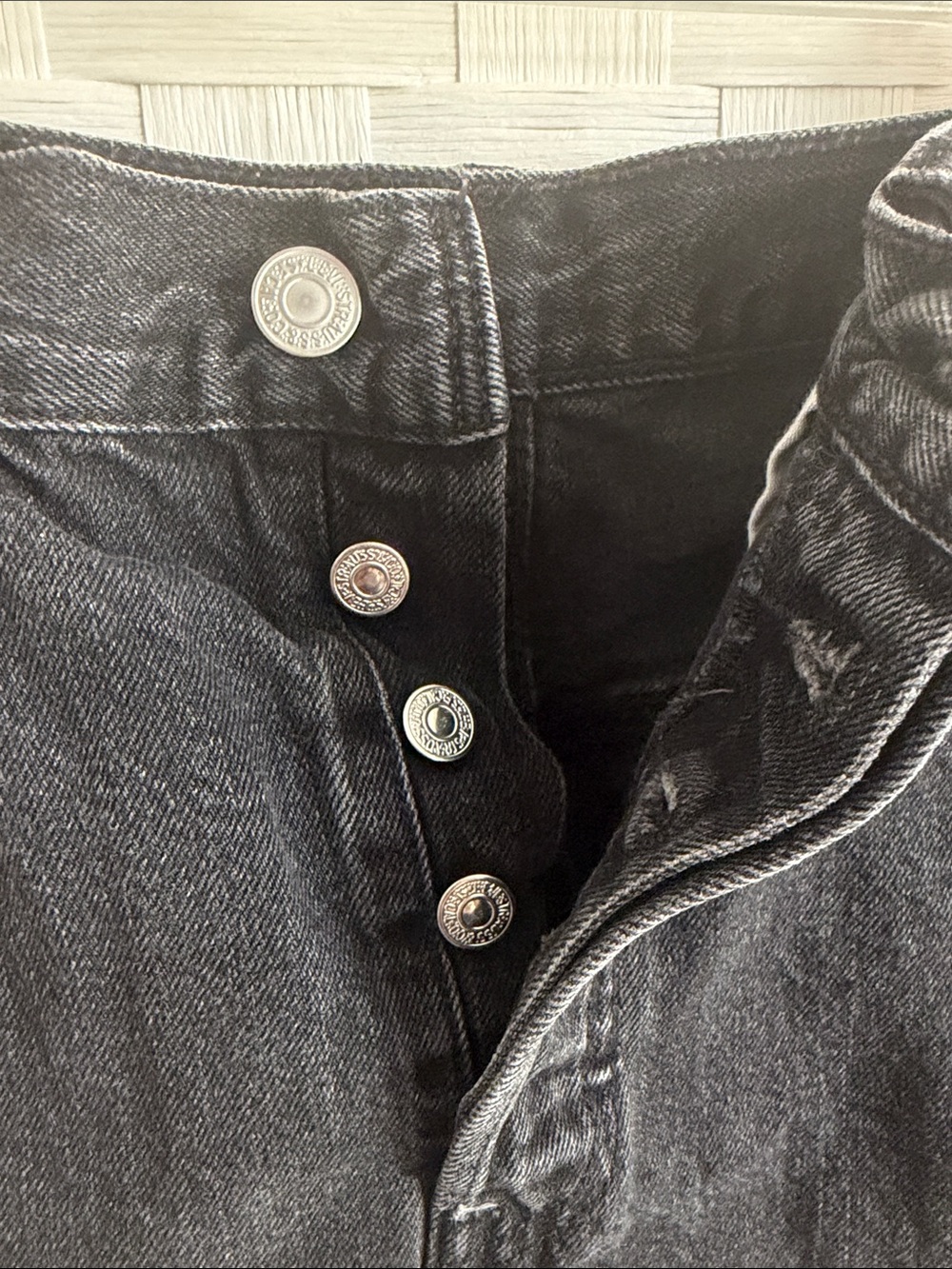 Levi's Black Distressed Denim Jean Shorts - Picture 4 of 7